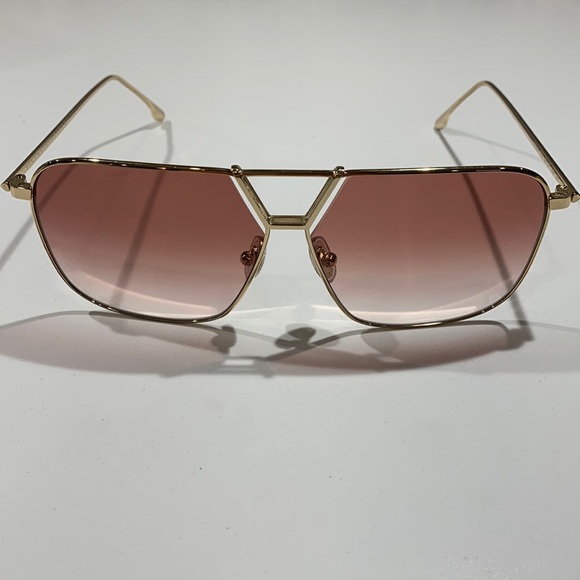 NWT [Victoria Beckham] Double Bridge Gold & Burgundy Sunglasses with Case - Picture 6 of 11